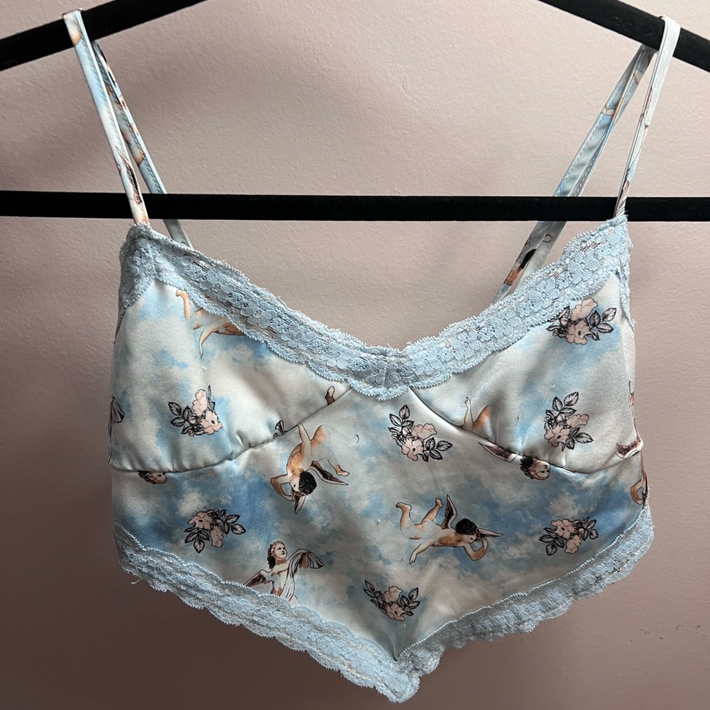 Angel Baby Blue Satin Top S